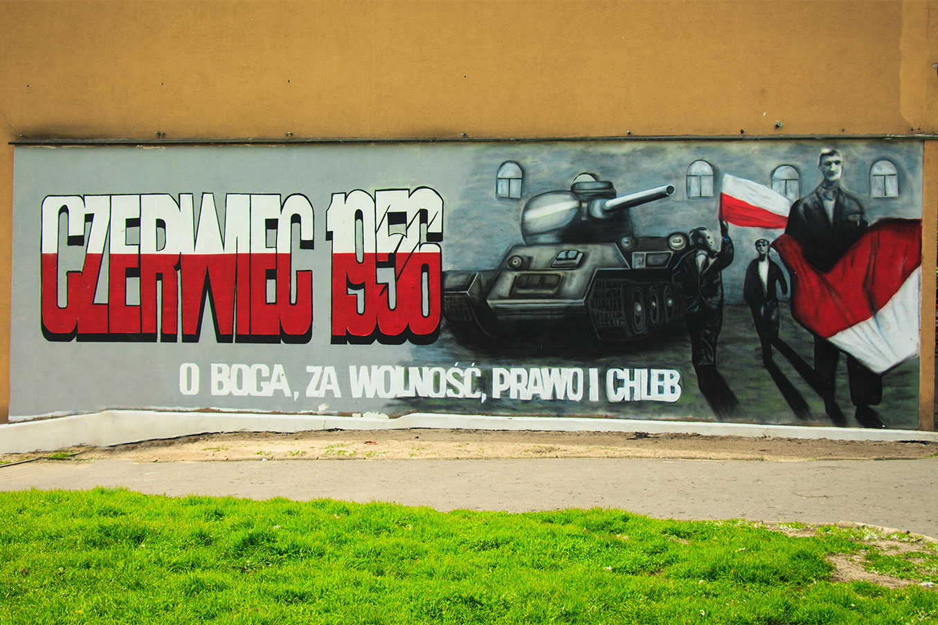 Mural poświęcony wydarzeniom czerwca 1956 roku w Poznaniu przy ulicy Górna Wilda